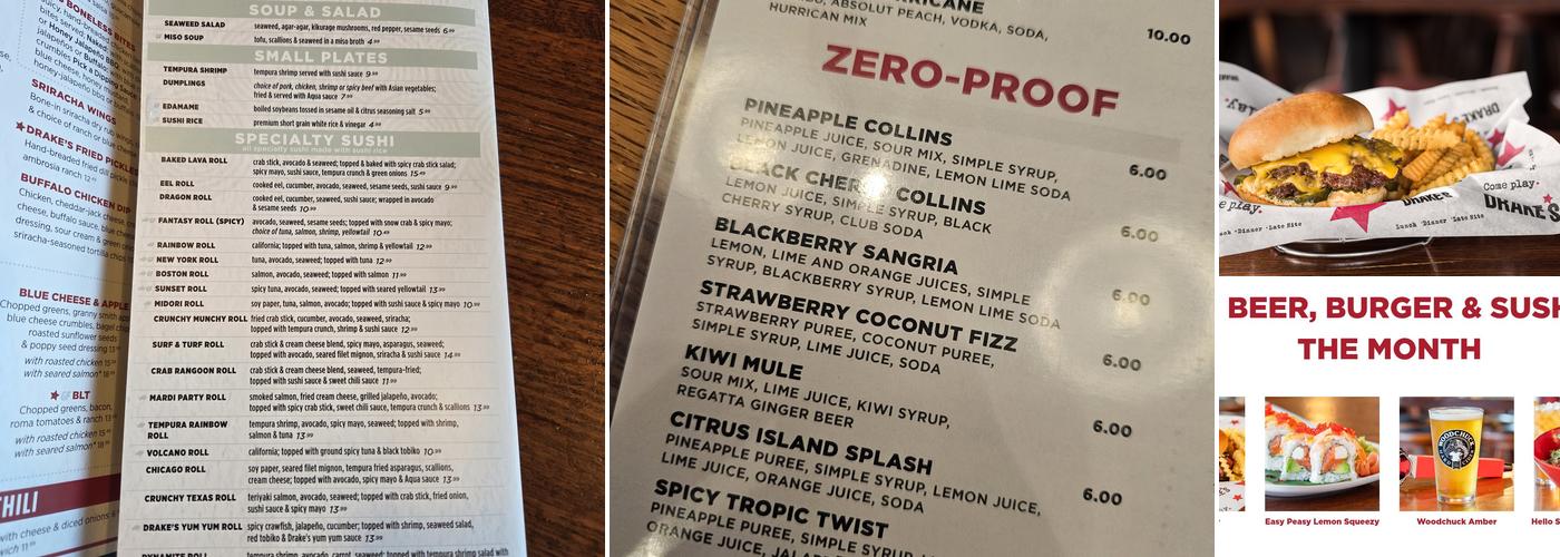 Drake's Chattanooga Menu