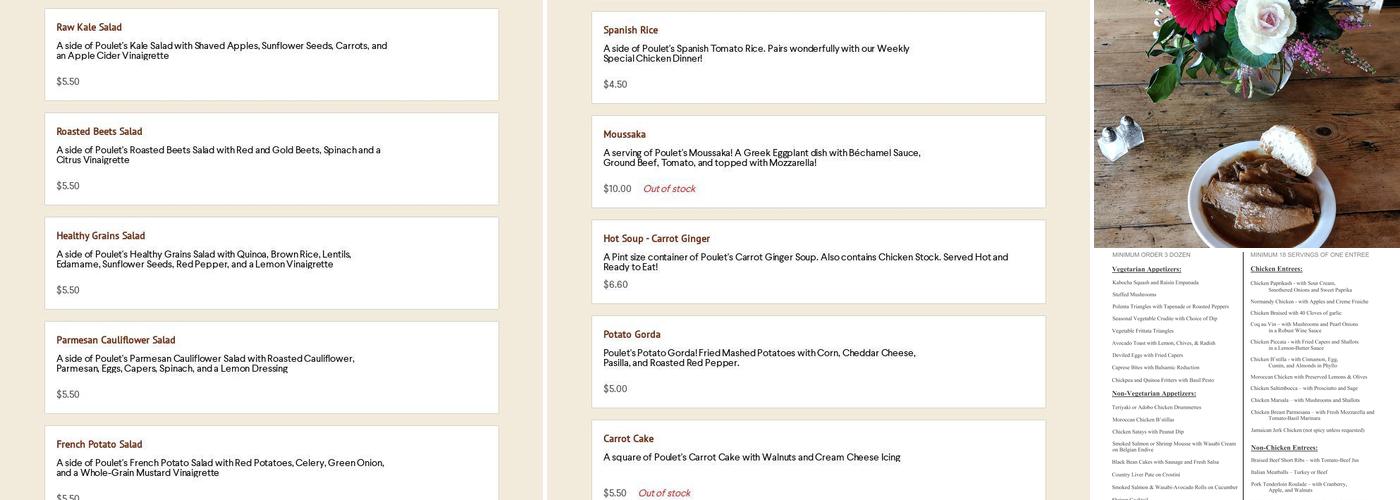 Poulet Menu