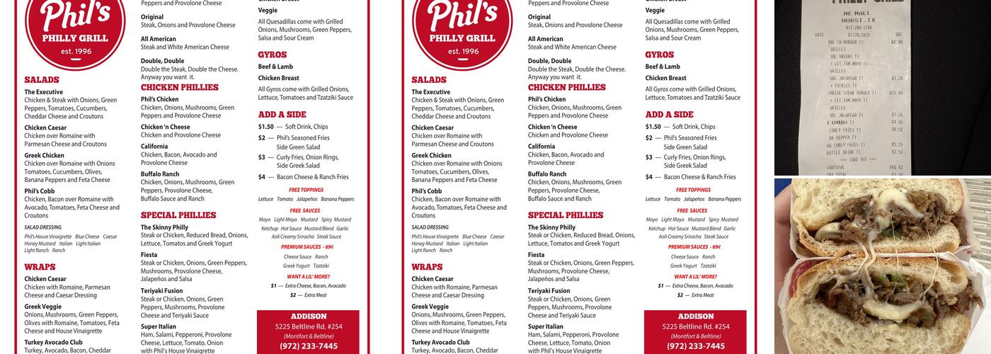 Phil's Philly Grill Menu