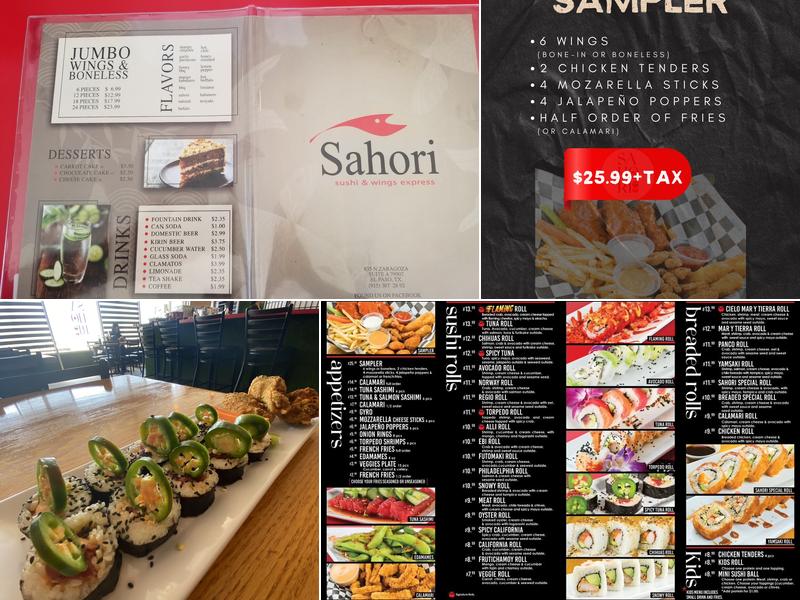 Sahori Sushi & Wings Menu