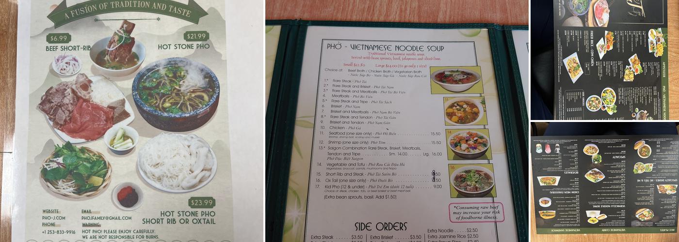 Top Pho Menu