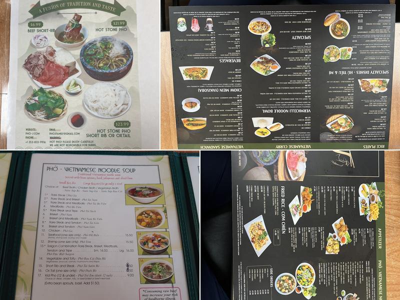 Top Pho Menu
