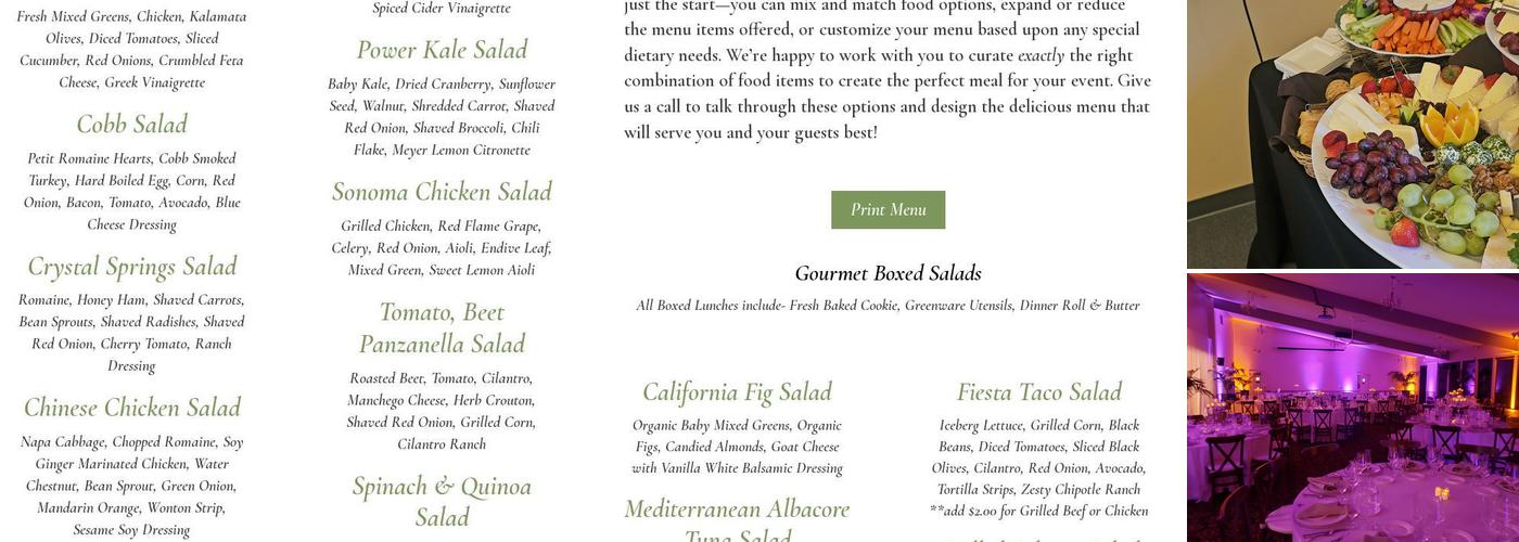 Crystal Springs Catering Menu