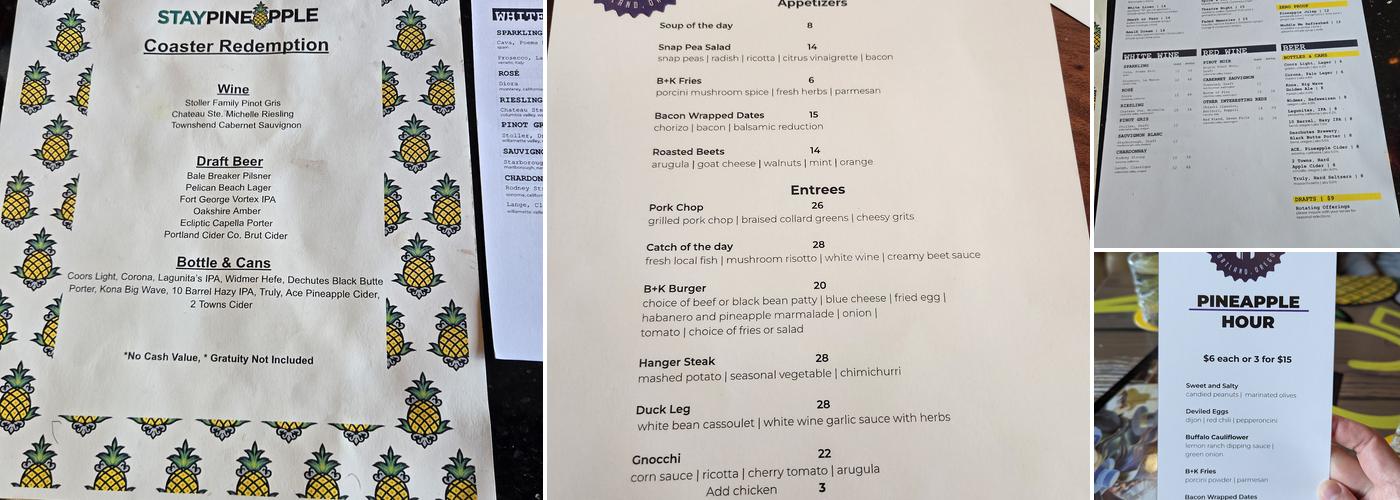 Bottle + Kitchen Menu