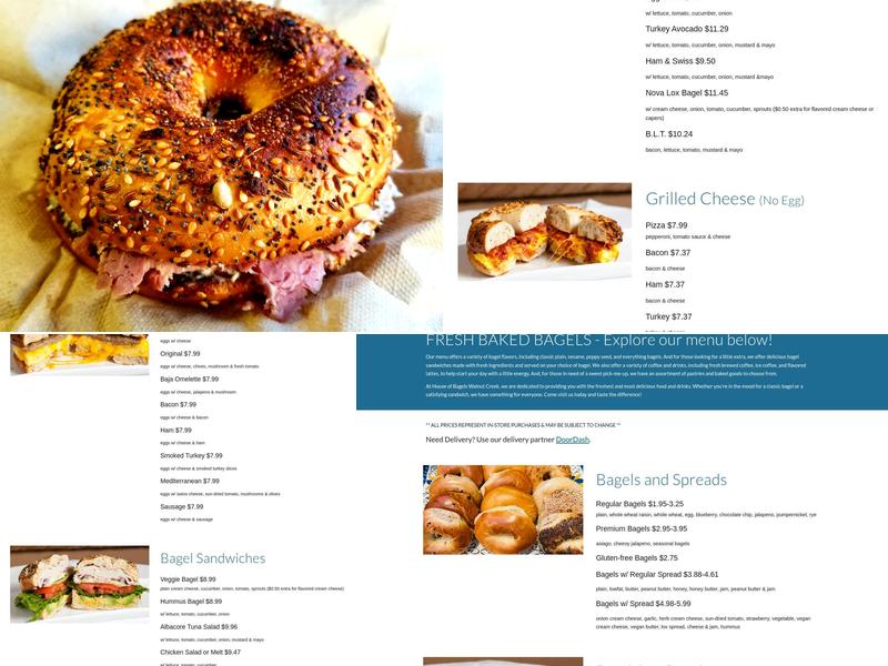 House of Bagels Menu