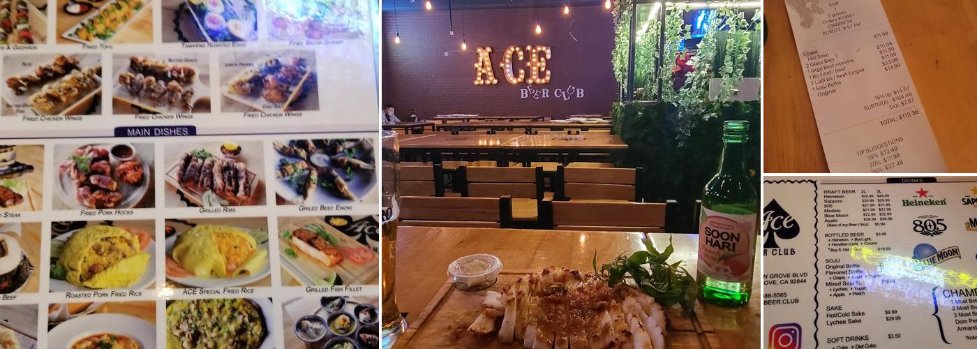 ACE Beer Club Menu