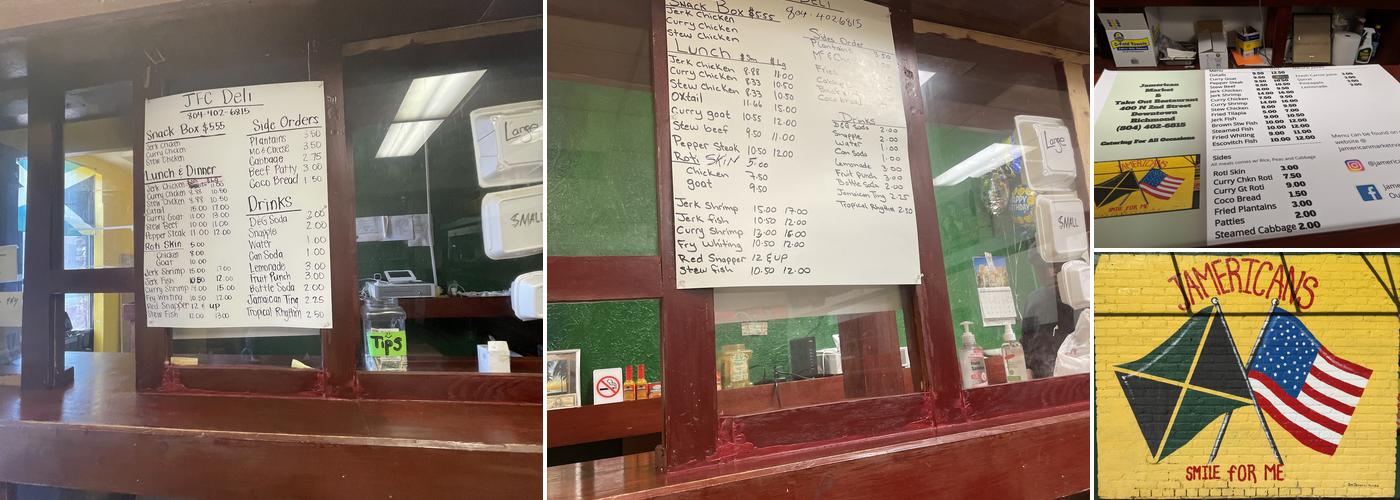 Jamerican Market and Restaurant Take Out Menu