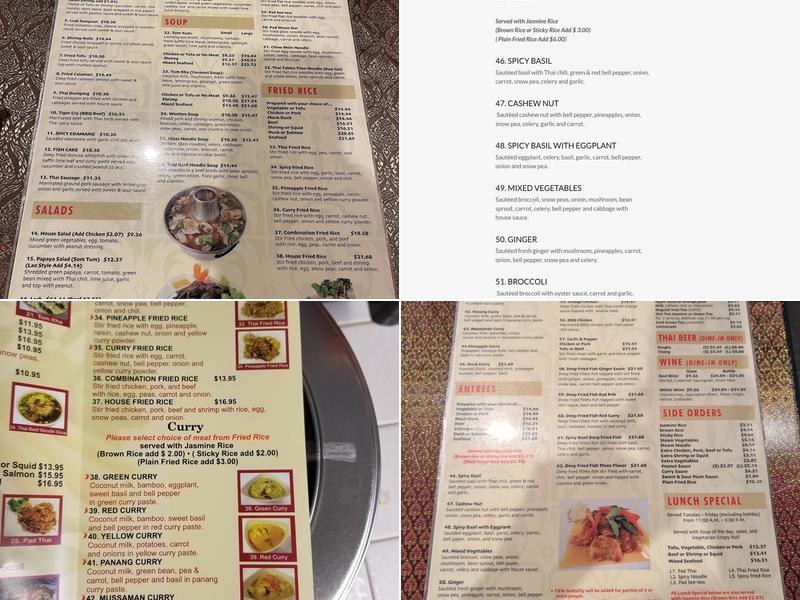 Thai Table Time Menu