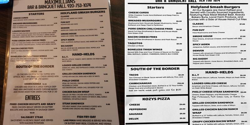 Maximillian's Of Mt. Calvary Menu