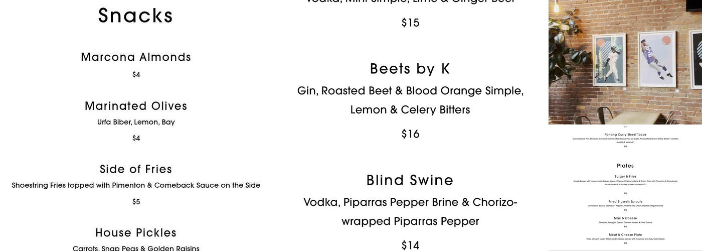 Bad Bishop Menu