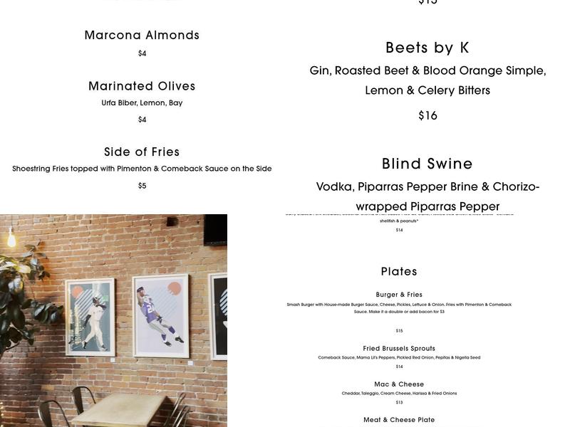 Bad Bishop Menu