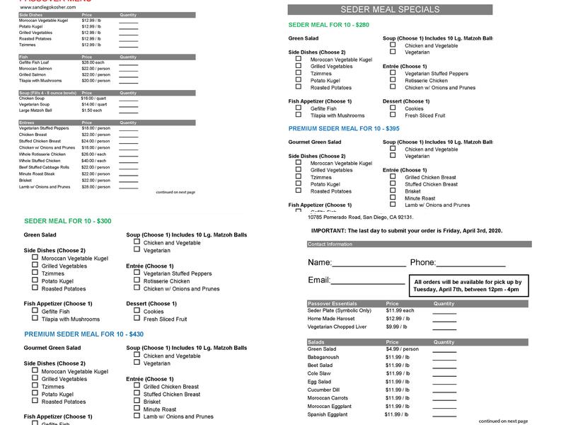 The Place Catering Menu