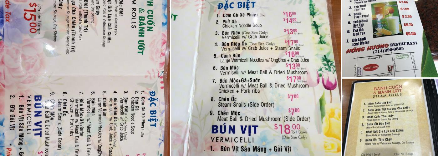 Hồng Hương Menu