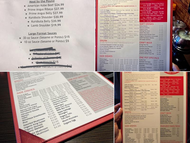 One Pot Shabu Shabu Menu