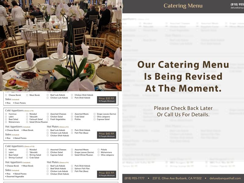 De Luxe Banquet Hall Menu