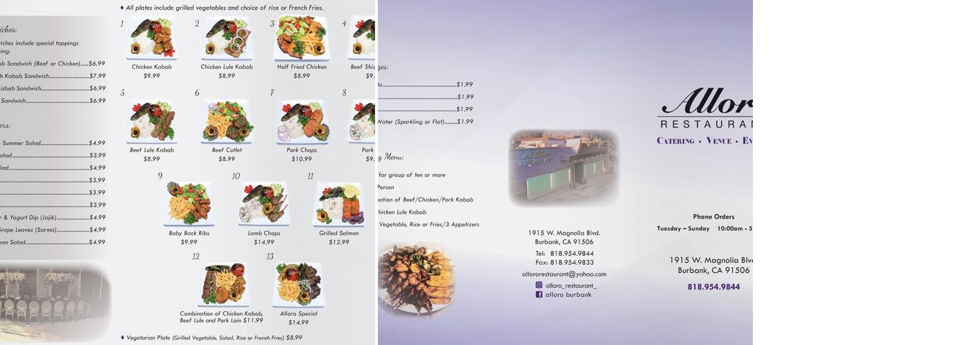 Alloro Restaurant Menu