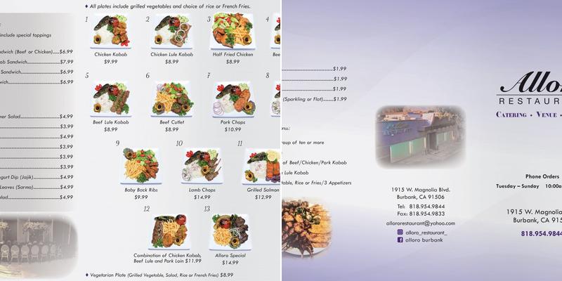 Alloro Restaurant Menu