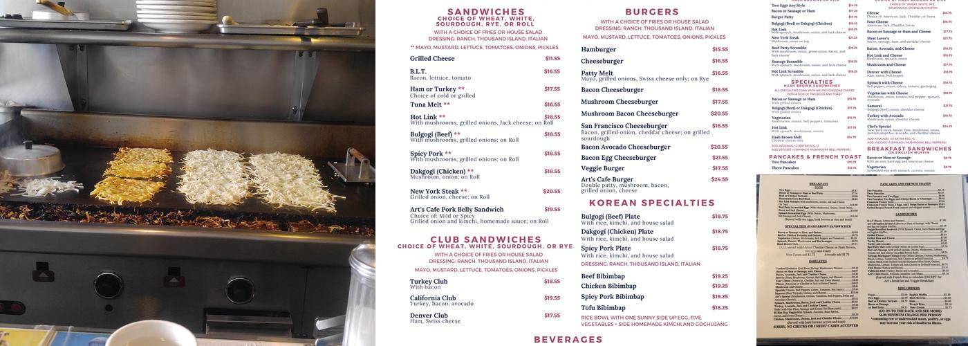 Art's Cafe Menu