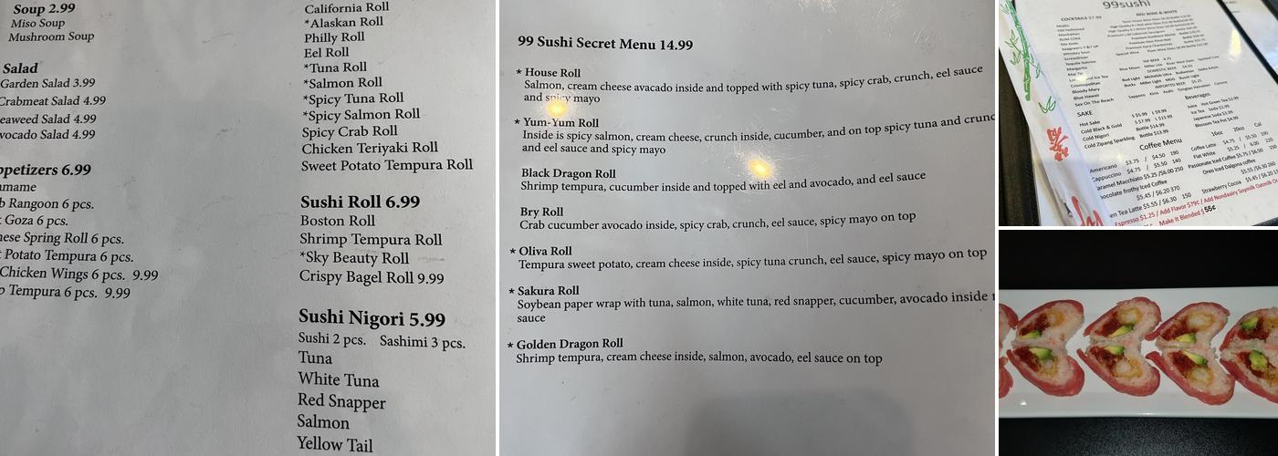 99 sushi Menu