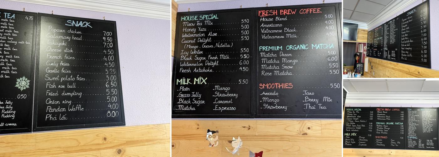 Meow Tea Menu