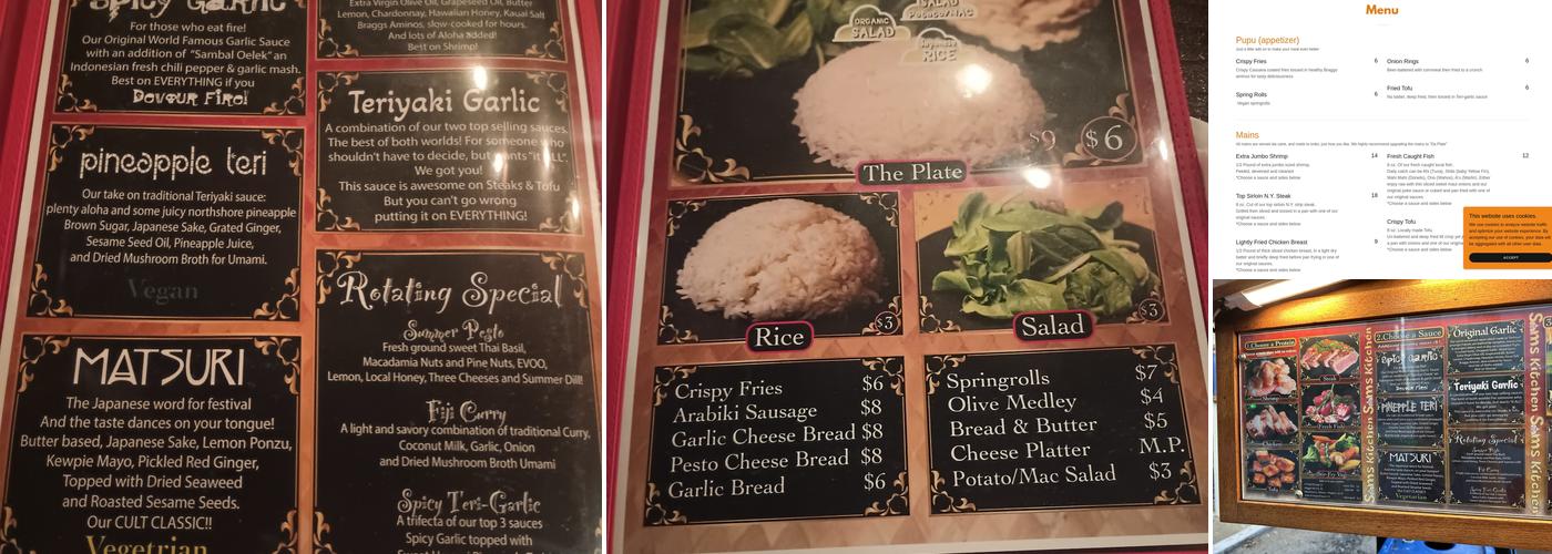 Sam's Kitchen Menu