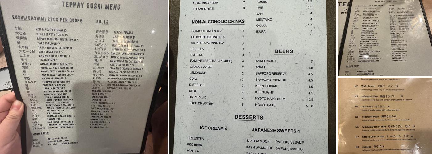 Teppay Menu