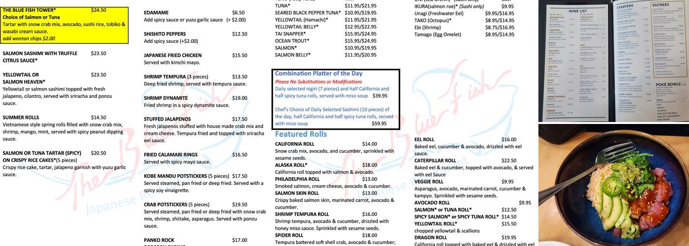 The Blue Fish Breckenridge Menu