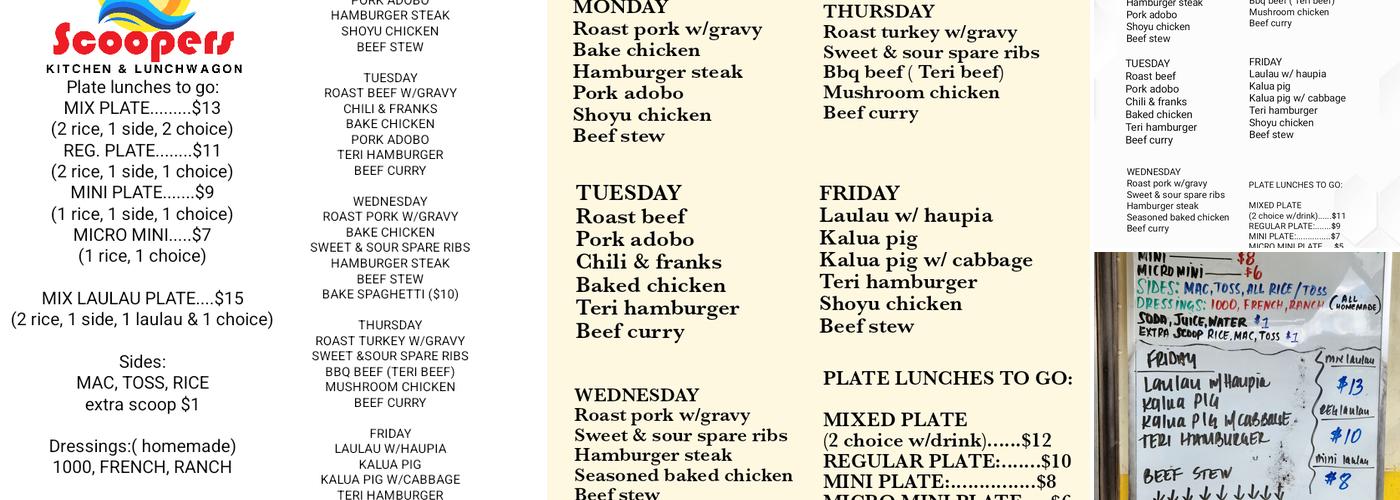 Scoopers Kitchen Menu