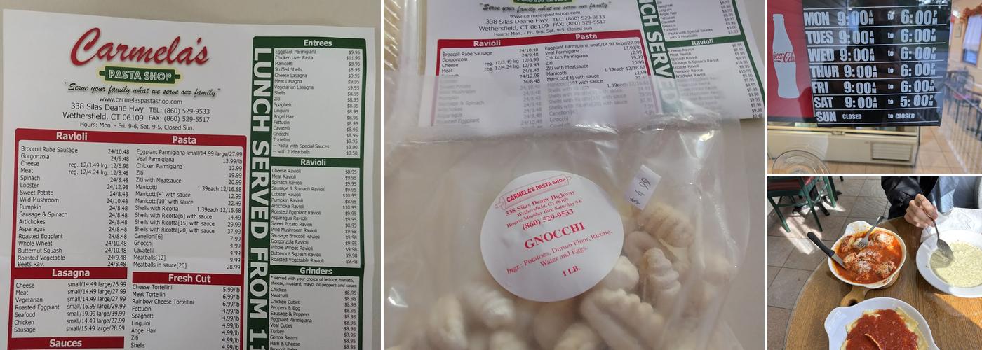 Carmela's Pasta Shop Menu