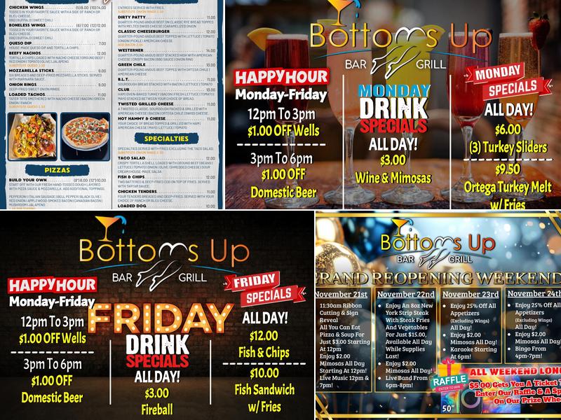 Bottoms Up Bar & Grill Menu