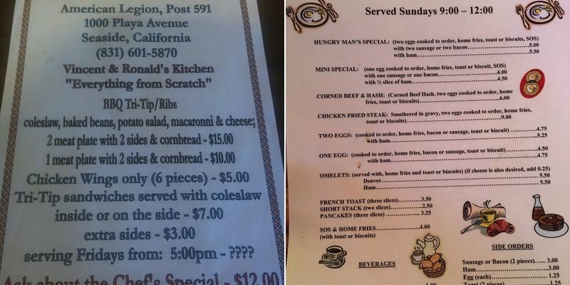 American Legion Post591 Menu