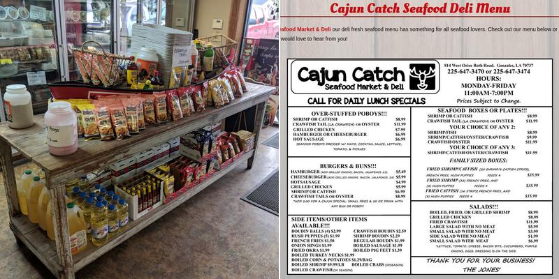 Cajun Catch Seafood Market & Deli Menu