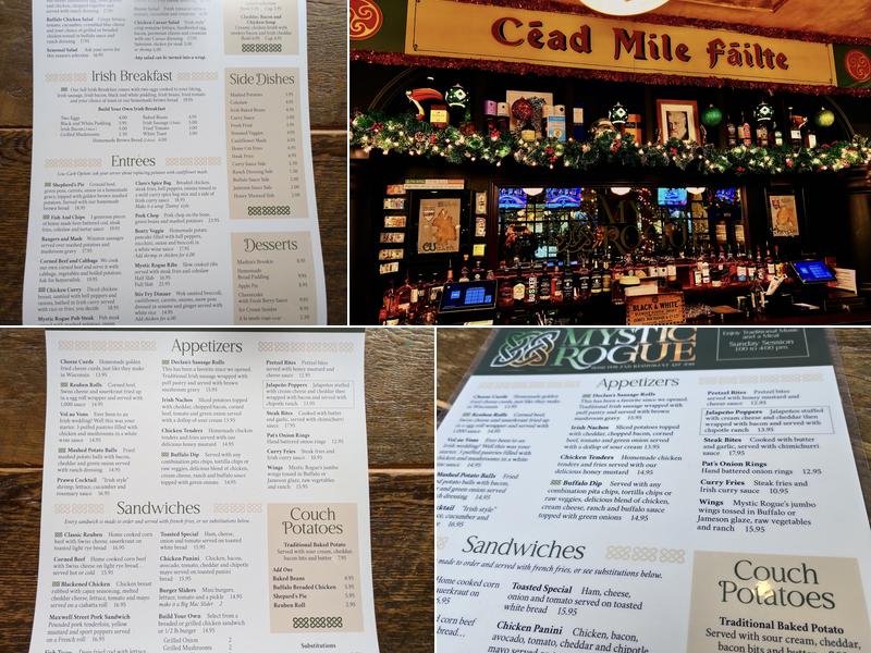 Mystic Rogue Irish pub and restaurant Menu