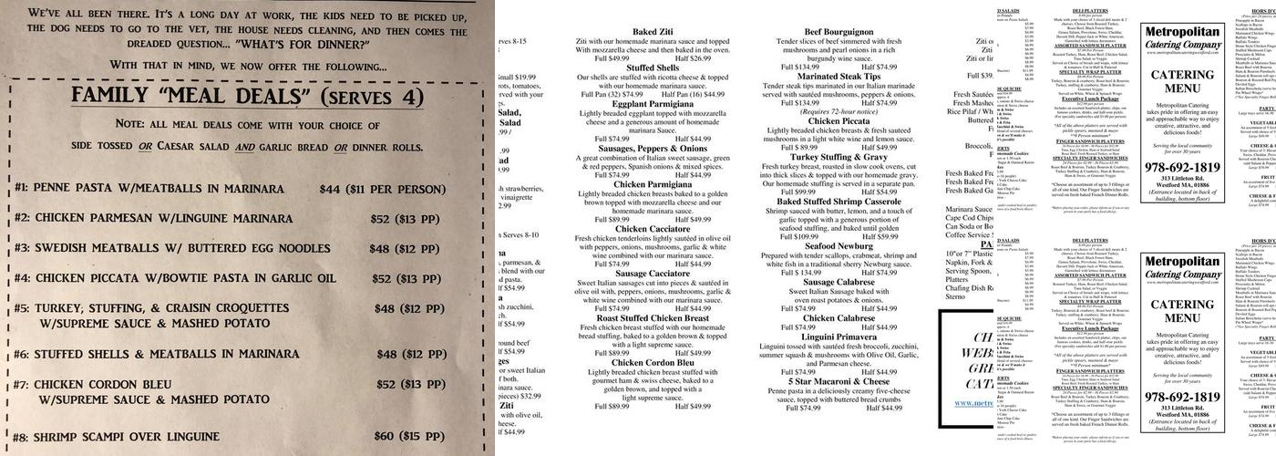 Metropolitan Catering Menu