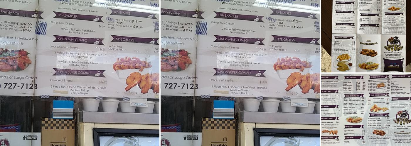 King Fish & Wings Menu