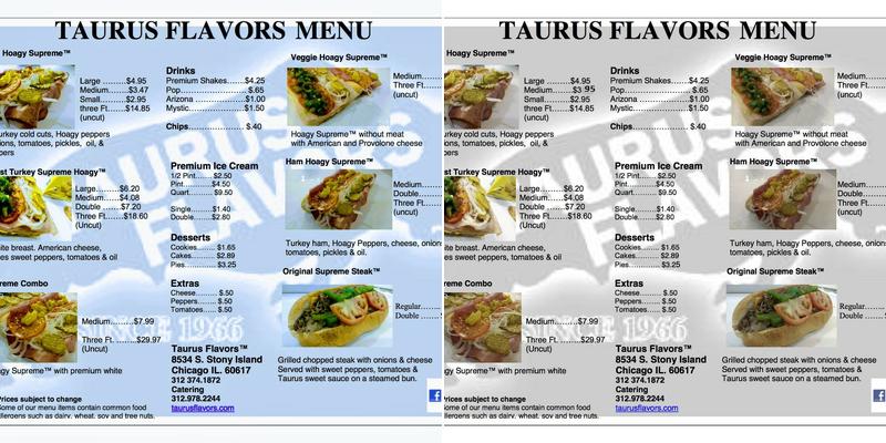 Taurus Flavors Hoagy Supreme Steak Supreme Menu