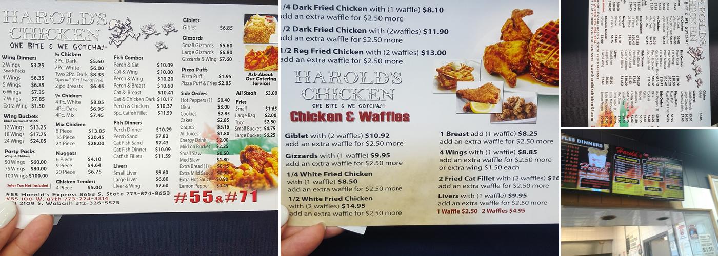 Harold's Chicken #55 Menu