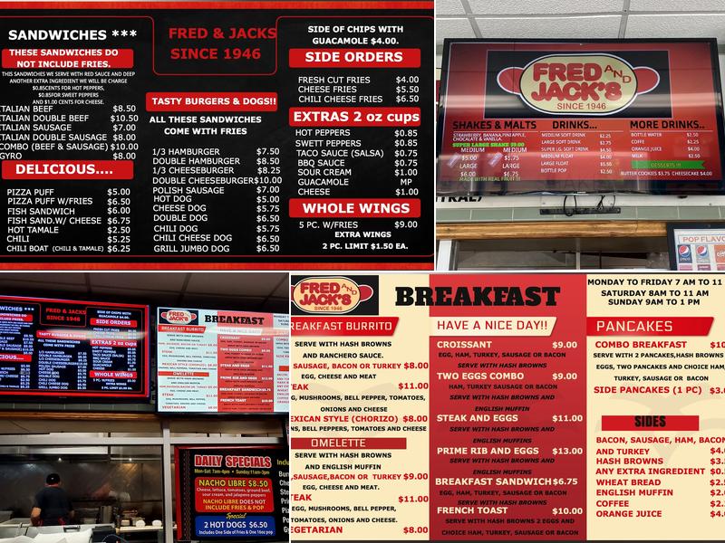 Fred and Jack's Menu