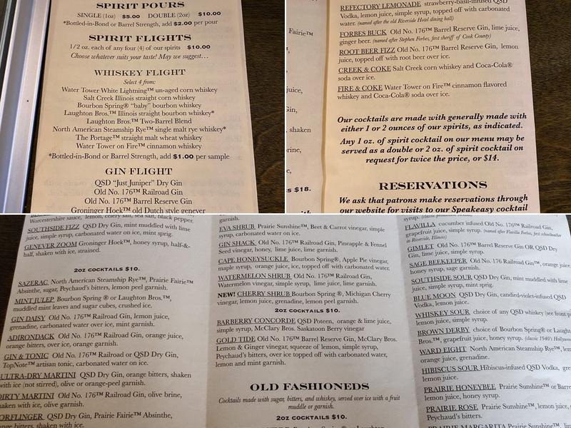 Quincy Street Distillery Menu