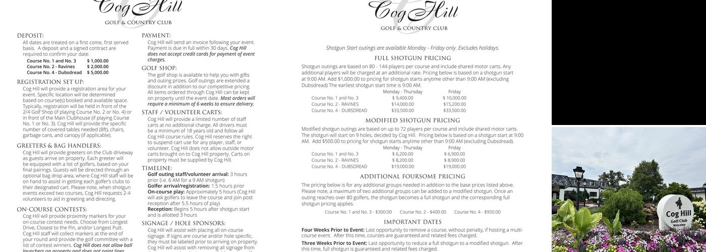Cog Hill Golf & Country Club Menu