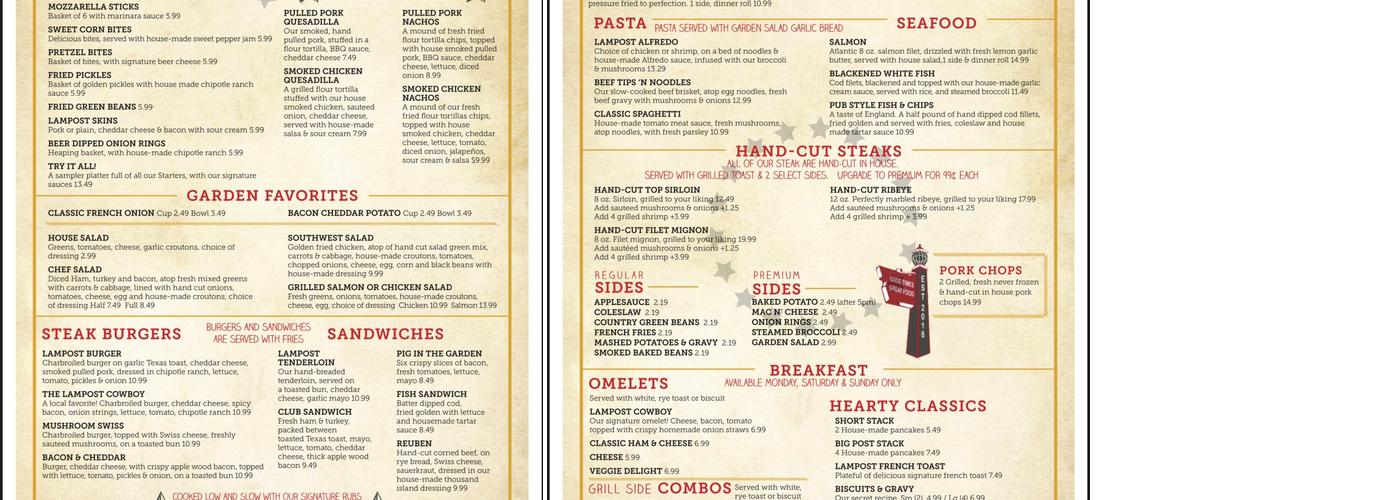 TJ’s Steakhouse & Tavern, LLC Menu