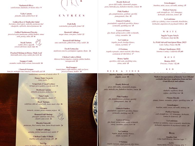 The Elysian Bar Menu