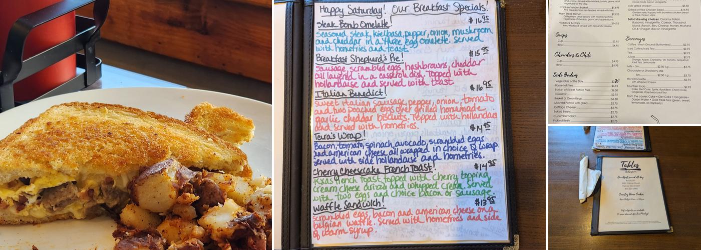 Tables at the Farm Menu