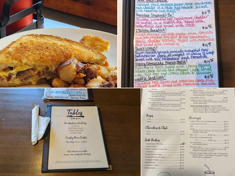 Tables at the Farm Menu