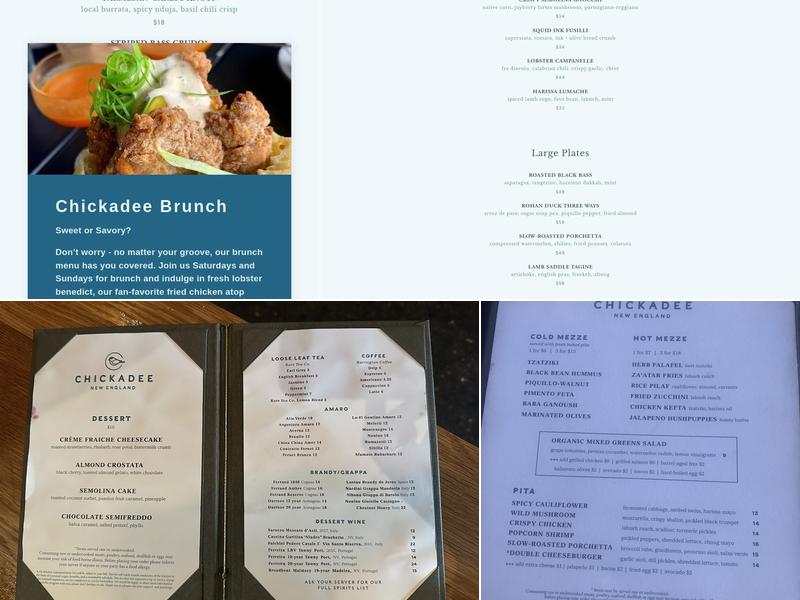 Chickadee Menu