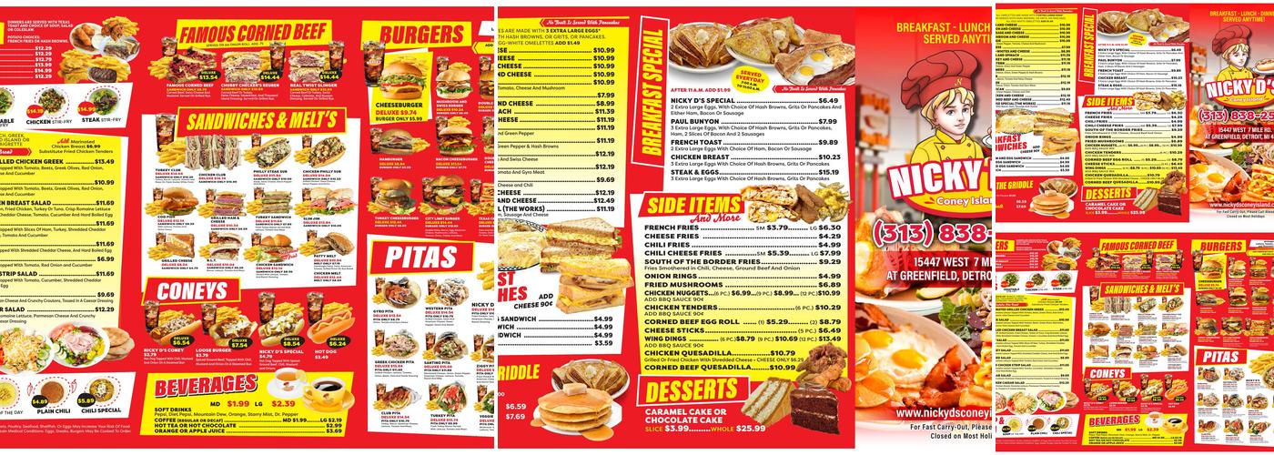 Nicky D's Coney Island Menu