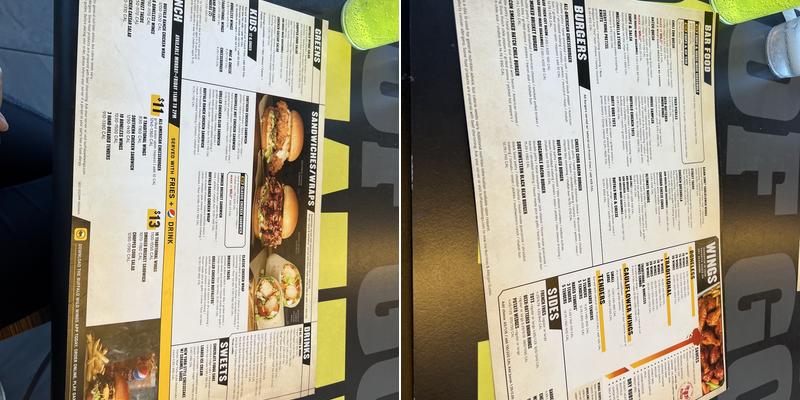 Buffalo Wild Wings Menu