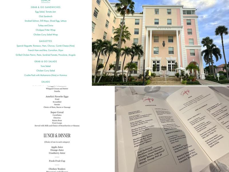 The Colony Hotel Menu