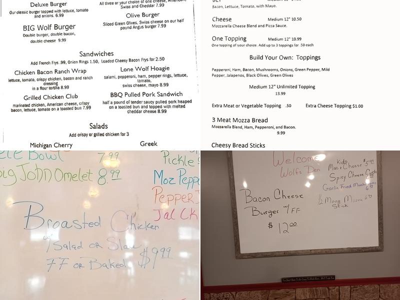 Wolfs Den Restaurant Menu