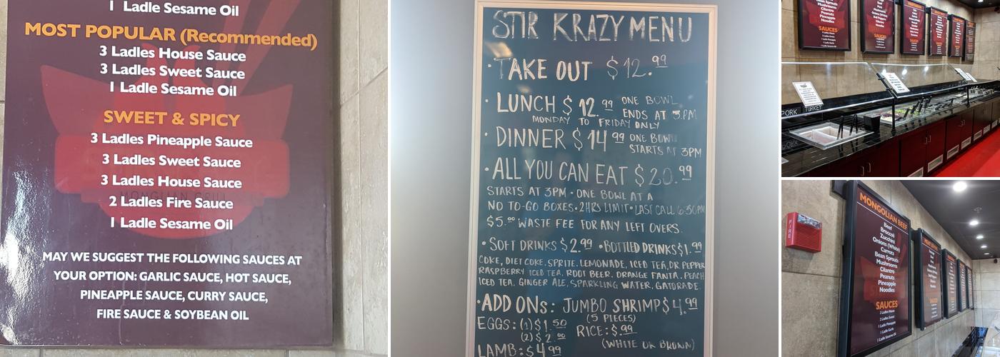 Stir Krazy Mongolian Grill Menu